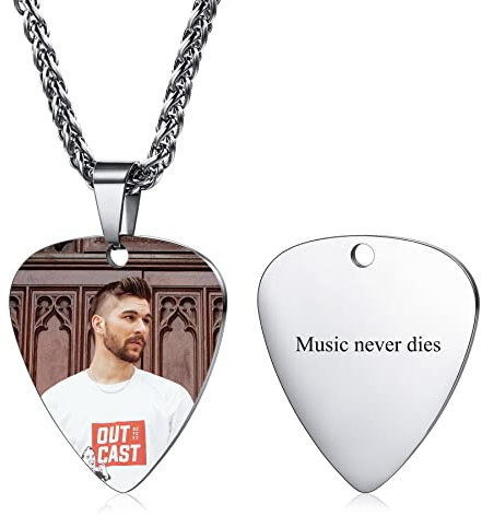 MeMeDIY Collar Personalizado de Rock and Roll para Hombre Collares de Música Personalizados para Hombres y Mujeres Joyería Fresca de Acero Inoxidable - C1