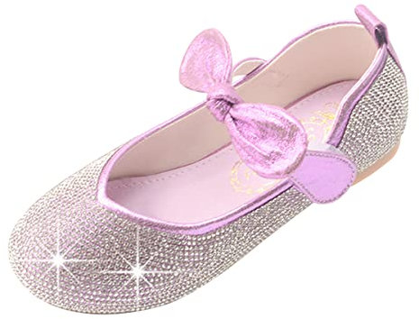 Scarpe Principessa Ragazze Mary Jane Glitter Piatto Ballerine Bambini Festive Partito da Ballo Compleanno Matrimonio Sandali Viola EU 30