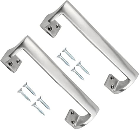 TERF® Heavy Duty Traditional Style Oval Grip Offset Cranked Door Pull Handle Aluminium 300mm [12 inch] Including Fixing Screw - Pack of 2