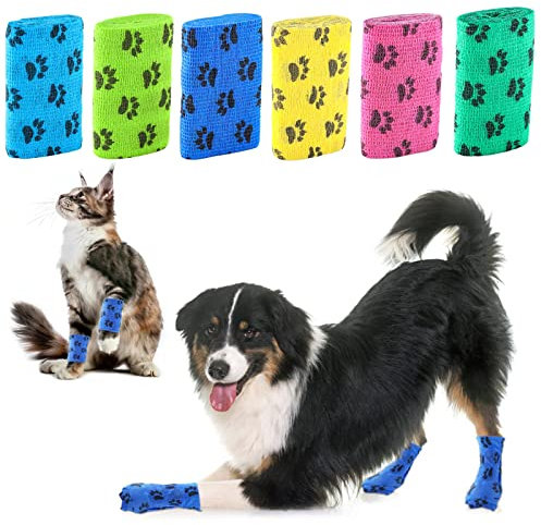 Hundeschuhe Pfotenschutz Einwegartikel, Breathable Hundesocken Selbsthaftende Bandage für Hunde Outdoor-Sport, 7.5 * 6CM, Größe M