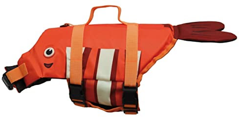 Croci Clownfish - Giubbotto di Salvataggio per Cani, giubbotto Salvagente per Animali Domestici, Salvagente Gilet con Manico per Cani - Pesce Pagliaccio, 35 CM