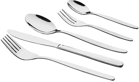 MÄSER Besteck Set 6 Personen, Essbesteck 30-teilig aus Edelstahl, Besteckset spülmaschinenfest rostfrei, Servierbesteck inkl. Esslöffel, Menü-Gabel, Tafelmesser, Teelöffel und Kuchengabel