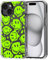 MOSNOVO Case for iPhone 15 Plus, [Buffertech 6.6ft Military-Grade Drop Protection] [Anti Peel Off Tech] Clear TPU Bumper Phone Case Cover Design - Distorted Green Smiles Face