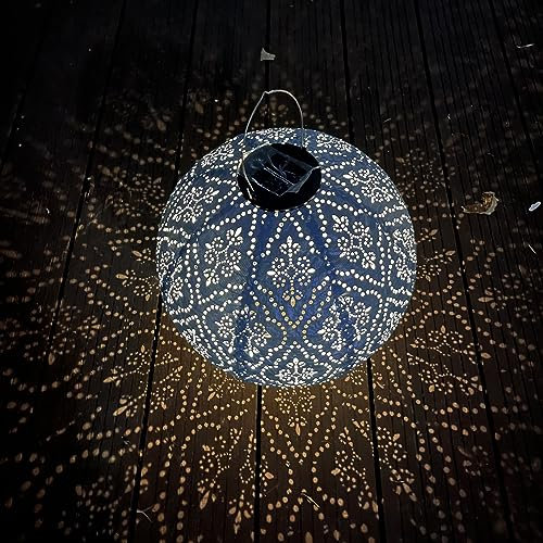 Solar Laternen Tyvek Orange marokkanische Laterne 30 cm Solar Lampions Außen Wetterfest für Garten, Hof, Innenhof, Hochzeit, Halloween Party Dekoration (Blau)