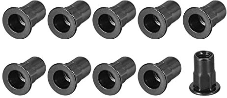 METALLIXITY Remache Tuercas (M4) 50 Uds, Carbono Acero Mitad Hexagonal Roscado Inserción Tuercas - para Sujetadores Mecánicos Muebles, Negro