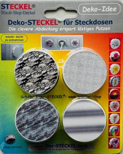 Steckel Deko DS-111 dekorative Steckdosen Abdeckung Staubschutz Deckel Steckdosendeckel Abdeckung für saubere Schuko-Steckdosen Leisten Mehrfachsteckdosen Spritzschutz Design