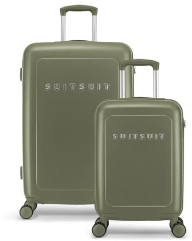 SUITSUIT Natura - Kofferset 2-teilig - Handgepäck-Koffer 55cm - Check-in Koffer 76cm - TSA-Schloss - Olive