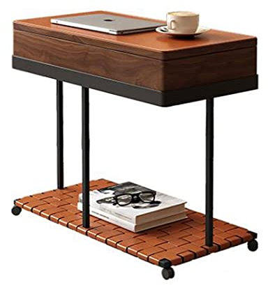 Tavolino da Caffè Tavolino moderno con ruote, tavolino mobile con vassoio girevole e cestello portaoggetti nascosto, comodino con ripiano portaoggetti, for divano cucina soggiorno e camera da letto Di