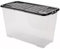 Muddy Hands 100 Litre Extra Large Clear Plastic Storage Box with Lid Home Office Stackable Container