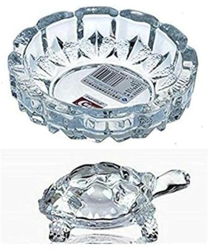 4OUR FAITH Kristallschildkröte mit Teller für Feng Shui und Vastu, bestes Geschenk für Karriere und Glück, Kombipackung mit 1 Stück (Tellergröße: 11,4 x 3,8 cm, Schildkrötengröße: L 3,5 x B 2,5 x H