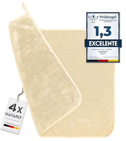 NATARO® 4 Stück Fast Dry it. Premium Trockentuch für Duschkabine, Auto, Haushalt, Camping – DAS ORIGINAL – extra saugfähiges Microfasertuch, fusselfrei, kratzfrei Shiny Wipes Tücher 40x50cm