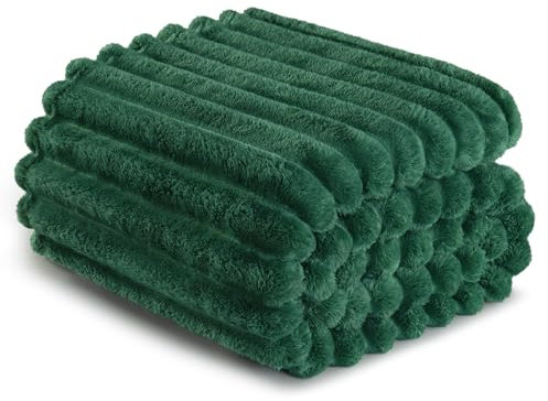 Exclusivo Mezcla Kuscheldecke Flauschig Fleecedecke Flanell Decke, Leichte und Warme Wohndecke Tagesdecke für Ganzjahreszeit, 230 x 270 cm Dunkelgrün