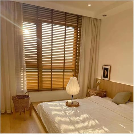 Jalousien 200 180 170 160 150 140 120 100 90 80 cm extra breit, Holz-Jalousien für Fenster, braune 50-mm-Lamellen aus Holz, verdunkelnde horizontale Jalousien mit Bändern für Küche Büro(Size:180x200cm