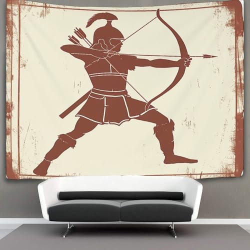 WENNUAN CKunsthaginian Bogenschütze Wandteppich, Schlafzimmerästhetik Indie Wandteppich, Raumdekoration,Wandteppiche,Wandteppich Bayeux Wandbehang,Wandkunst 70cmx100cm