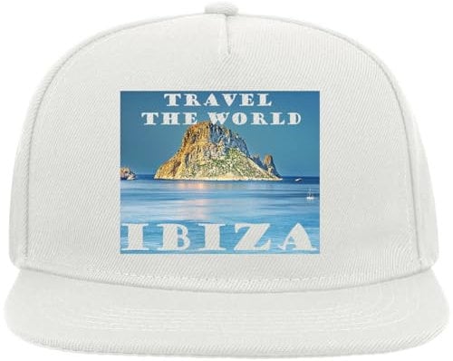 Atspauda Travel The World Ibiza Snapback Flat Visor Cotton Blend Cap White, weiß, Einheitsgröße
