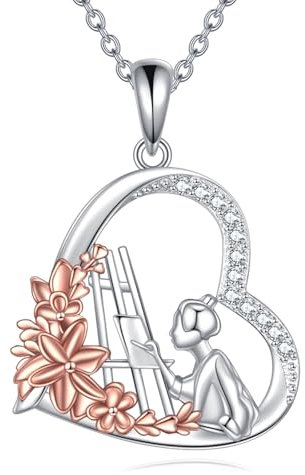 VENACOLY Artist 925 Sterling Silber Paint Pendant Painting Necklace Artists Jewellery Gift for Women Painters