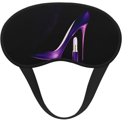 QGWDYYJQ Elegante violette High Heels mit Lippenstift bedruckte Verdunkelungs-Schlafmaske, weiche Augenmaske, Schlafhilfe, Augenmaske