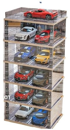hobby display case 1:18 simulation car building garage model scene car model acrylic display box car model storage ornaments Model Toy Display Stand Collectibles(Five floors)