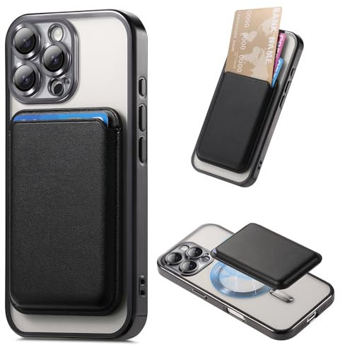 COQUE pour iPhone 16 Pro, avec [Porte-Cartes] [Protecteur d'objectif], de téléphone Transparente Antichoc galvanisée pour iPhone 16 Pro-Noir