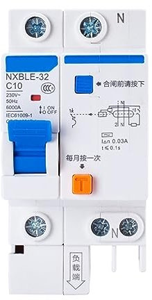 YACEALRQ NXBLE-32 1P+N Type C Disjoncteur à Courant résiduel RCBO 6KA Type C 1P+N 30mA 230 V 240V 50HZ 6A 10A 16A 20A 25A 32A 1 pièces(10A)