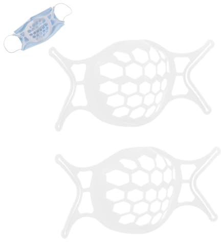 2 Stück 3D-Gesichtsmaskenhalterung, Gesichtsmaskenhalter, Mundmuffelhalterung, wiederverwendbar, waschbar, Atemmundmuffel-Stützrahmen, Maskenschutz für Abstandshalter unter der (Weiß)