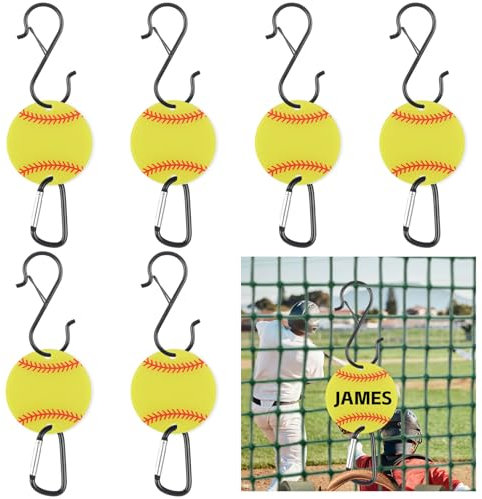 6 ganchos de valla para bolsas de sóftbol, clip de bolsa para valla, gancho de metal para mochila, gancho de valla deportiva con tablero acrílico, ganchos de valla para colgar bolsas de sóftbol