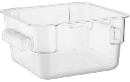 Vogue Hygiplas Polycarbonate Square Storage Container, 1.5 Ltr | Saves shelf space in busy commercial kitchens while shatterproof construction prevents cracks if dropped.