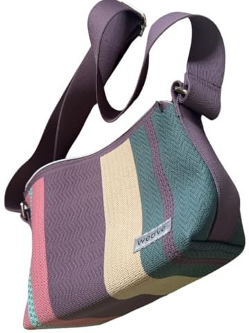 Earth Squared Weave Stripe Messenger Bag – Made from Ocean Plastic – Adjustable Strap – Lightweight, Durable & Machine Washable – 22 x 16 x 9 cm