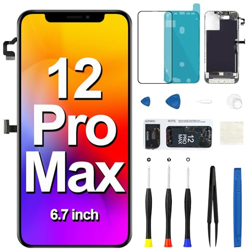 MrR.OMW for iPhone 12 Pro Max Screen Replacement Kit with Earpiece Speaker | LCD Screen 3D Touch Display Digitizer Full Assembly Proximity Ambient Light Sensor A2342 A2410 A2411 A2412 6.7 inch