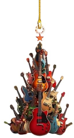 Weihnachtsschmuck, Rocken Um Den Gitarren-Weihnachtsbaum, Gitarren-Musikinstrument-Ornament – Holz-E-Gitarren-Ornament, Musikalische Weihnachtsdekoration Für Musikliebhaber, Festliche Dekoration