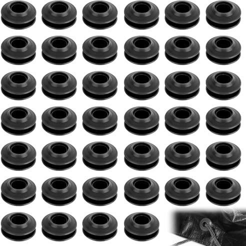 YYTECH Lot de 30 œillets en plastique pour bâche, noir, pour bâches, œillets ronds, en plastique, pour bâches, textiles, rideaux, tentes, bâches de piscine (28 x 28 x 12 mm) (noir)