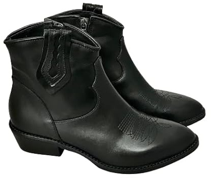 Camarri dal 1916 Texano artigianale in pelle nera basso, 36