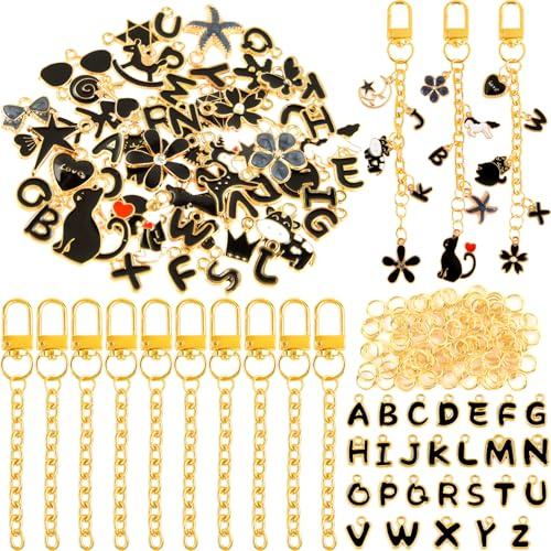 NEBURORA Taschenanhänger-Set, Lipgloss-Schlüsselanhänger-Bastelset, 56 süße Anhänger, 10 Schlüsselanhänger-Clips mit Haken und 100 Biegeringe, Schmuckbastelset für DIY-Geschenke für Frauen