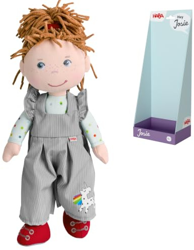 HABA Stoffpuppe Josie – 30 cm große Kuschelpuppe für Kleinkinder ab 18 Monaten – Weiche Anziehpuppe & langlebige Lernpuppe im skandinavischen Look – Waschbar