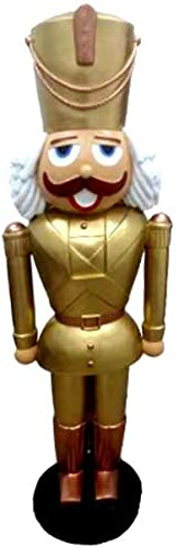 Deko XXL Scultura schiaccianoci Oro con Uniforme grandezza Naturale 180 cm - Decorazione Natalizia Decorazione Grande Magazzino