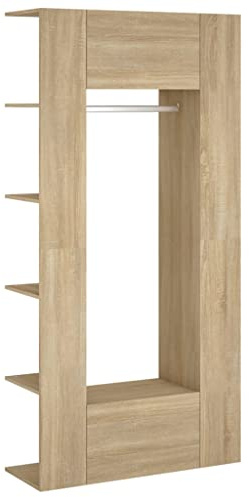 Roanoer Flurschrank 2er Set, Dielenschrank aus Holzwerkstoff in Sonoma-Eiche, platzsparender Garderobenschrank mit Regalen und Hängemöglichkeit für Flur und Diele, 97,5x37x99 cm