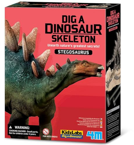 4M KidzLabs Dig a Stegosaurus Skeleton, STEM Dinosaur Excavation Kit | STEM Dinosaur Excavation Kit, Dig Up a Stegosaurus Skeleton for Kids