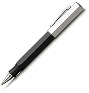 Faber-Castell 147510 - Tintenroller ONDORO Edelharz, Mine: 0,5 mm, inklusive Geschenkverpackung, Schaftfarbe: schwarz / silber