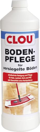 Clou Bodenpflege für versiegelte Böden aus Holz, Laminat und Kork, PVC- und Kunststoffbeläge, 1 Liter