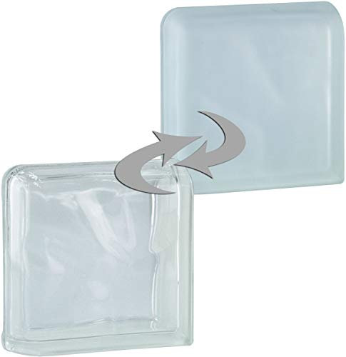 Design Glasbaustein Wolke Super White einseitig satiniert Doppelendstein 19 x 19 x 8 cm - 1 Stück