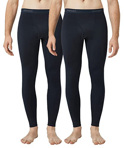 LAPASA Herren Innenfleece Thermo Unterhose, Thermohosen 2er Pack Funktionsunterwäsche Wärmer Thermoflux M56, L, Navy Blau (Wärmer)