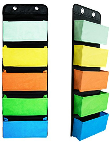 Youngever Wall Organiser Wall Hanging Organiser, 5 Assorted Color Pockets
