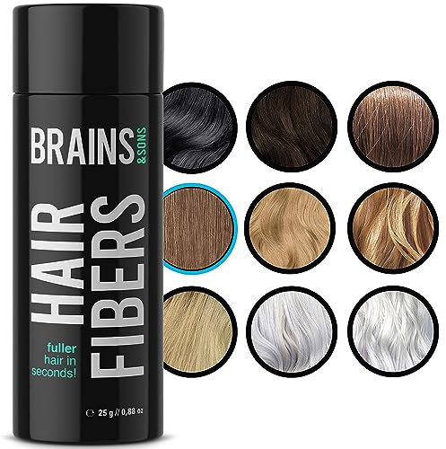 Brains & Son Streuhaar - Premium Haarverdichtung/Schütthaar mit Soforteffekt bei Geheimratsecken, Haarausfall und lichtem Haar - Haarpuder | 25g (HELLBRAUN)