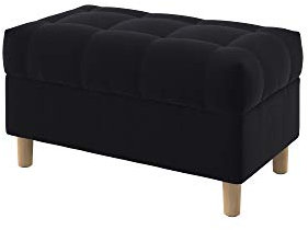 Furninero - Raffinierte gepolsterter Sitzbank Sitzhocker Sitzruhe Betthocker Ottomane, mit Stauraum, Gerundete Beine, 80 cm breit, Majestic Velvet Black Stoff (Licht zu reinigende), Schwarz