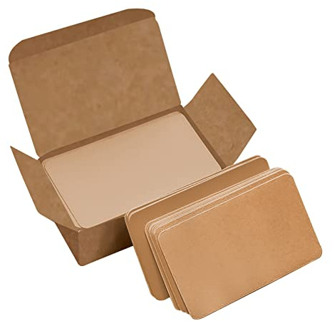 VANRA 300 Small Blank Index Cards Color Cardstock Study Flash Cards, 3.5x2 inches, Unruled with Rounded Corners (Kraft Brown, 300/Pack)
