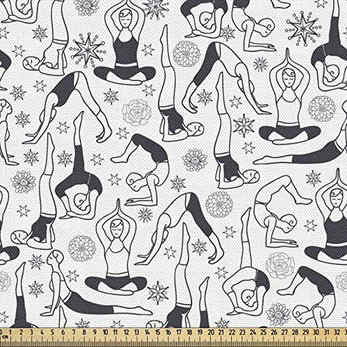 ABAKUHAUS Yoga Gewebe als Meterware, Monochrome Meditation, Schön Gewebten Stoff für Polster und Wohnaccessoires, 1M (148x100cm), Schwarz und Weiß