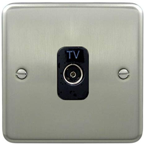 Deta 1940SCB TV Aerial Coaxial Socket 1 Gang Isolated Satin Chrome Black Insert