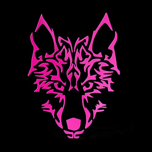 ERREINGE Sticker LUPO ROSA FLUO Adesivo prespaziato in PVC per Decalcomania Parete Murale Auto Moto Casco Camper Laptop - cm 15