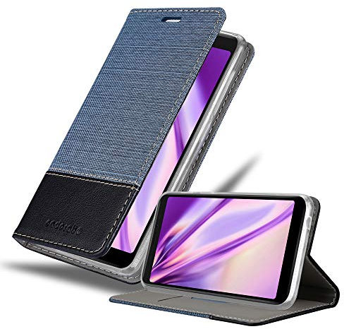 Cadorabo Custodia Libro per WIKO Y60 in AZZURRO SCURO NERO - con Vani di Carte, Funzione Stand e Chiusura Magnetica - Portafoglio Cover Case Wallet Book Etui Protezione