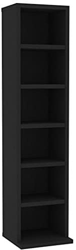 vidaXL CD Regal Ständer Aufbewahrung Standregal Medienregal Bücherregal Büroregal Dekoregal Aktenregal Schwarz 21x20x88 cm Holzwerkstoff